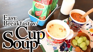 Easy Breakfast w Cup Soup Refill Eating sound ASMR Lifestyle Bible [upl. by Corette]