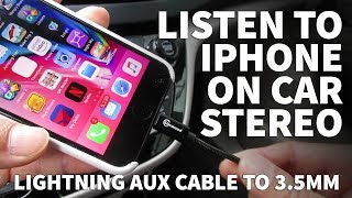 How to Connect iPhone 7 to Car Stereo with No Headphone Jack –Lightning to 35mm Aux Cable [upl. by Tedie]