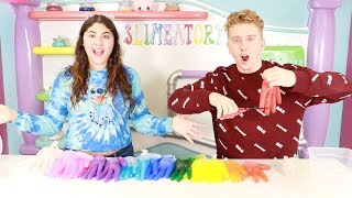 3 COLORS OF GLUE SLIME GLOVES CHALLENGE WITH PAUL  Slimeatory 423 [upl. by Annaehr271]