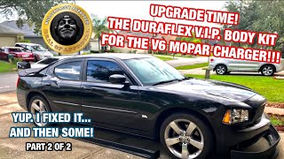 DIY UPGRADE TIME Duraflex VIP Body Kit for my V6 Mopar Charger New Spoiler Side Skrts amp Front Lip [upl. by Aber]