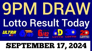 Lotto Result Today 9pm Draw September 17 2024 Swertres Ez2 PCSO Live Result [upl. by Suivatal]