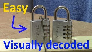 picking 463 FUN Decoding my easiest lock  a Master 4 wheel combination padlock visually opened [upl. by Nylidam221]