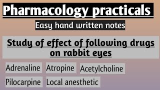 Pharmacology practical l effect of adrenaline Ach atropine pilocarpine amp xylocain in rabbit eye l [upl. by Warchaw]