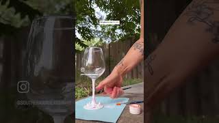 Part 2 of this adorable glass southernairglassware cocktailglass artist wineglass handpainted [upl. by Limaj]