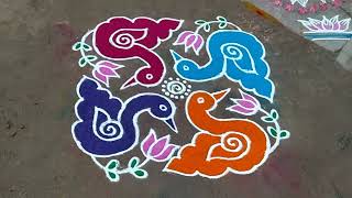 duck kolam 🦢🦆🦆 kuttykolangal 🥭 mango kolam 🌹 flowerRangoli 🏵️ jananipriya Rangoli designs [upl. by Seidel90]