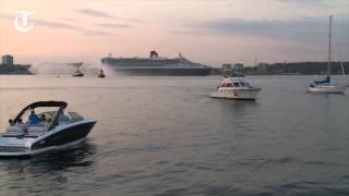 QM2 arrives in Halifax on anniversary cruise [upl. by Ilaire452]