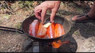 11K Camping Remote Wilderness Lakes For Trout Fishing amp Firebox Stove Cooking [upl. by Tillman]