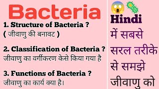 Bacteria Structure Classification Functions  हिंदी  जीवाणु का वर्गीकरण और कार्य हिंदी में [upl. by Eelyk872]