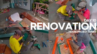 HOUSE RENOVATION PART 10 REPAINTING STEEL TRUSSES ROOFING amp FLOOR TILING [upl. by Welcome933]