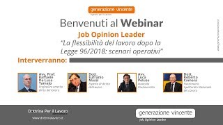 La flessibilità del lavoro dopo la Legge 96 2018 scenari operativi webinar [upl. by Htrowslle]