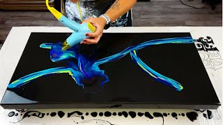 372  BLACK amp BLUE  Acrylic Pouring Tutorial  Fluid Art [upl. by Namdor325]