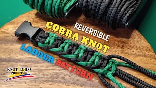 COBRA KNOT LADDER PATTERN quotREVERSIBLEquot paracordtutorials diy paracord [upl. by Vinna]