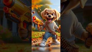 Сute puppy shoots 🔫 because he is angry 😡😨 ai dog aidog puppy cartoon aiart funny story [upl. by Keffer]