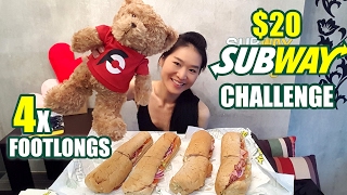 20 Subway Challenge 4 Footlong Sandwiches  Randy Santel [upl. by Levitus545]