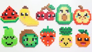 10 Easy Perler Bead DIY Fruits Keychains amp Magnets [upl. by Erapsag]