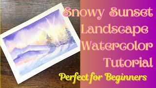 Snowy Sunset Landscape Watercolor Tutorial [upl. by Boak]