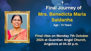 Final Journey of Benedicta Maria Saldanha [upl. by Vanna]