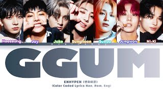 AI COVER ENHYPEN quotGGUM” Lyrics Color Coded Lyrics by YEONJUN [upl. by Iborian]