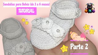 TUTORIAL  Sandalias para bebés de 3 a 6 meses Tejidas a Crochet  PARTE 2 [upl. by Niemad726]