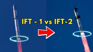 Starship Launch IFT2 Vs IFT1  Perfectly Synced Side by Side Comparison Video [upl. by Tearle]