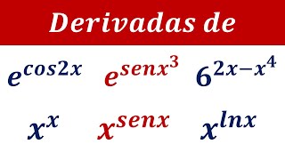 Derivadas de funciones exponenciales base e a derivada de función elevada otra xx xsenx xlnx [upl. by Rebmit]