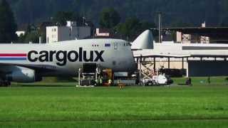 Landung Cargolux Boeing 7474R7 F LXWCV auf Piste 29 Dübendorf Militärflugplatz [upl. by Sherrie]