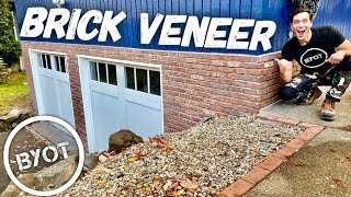 How To Install Brick Veneer Outside  DIY THIN BRICK [upl. by Nsaj]