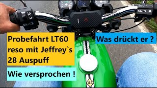 JW Sport  Jeffrey´s 28 Auspuff am LT60 reso NPC Zylinder  Was drückt er  Probefahrt Simson S51 [upl. by Magnus]