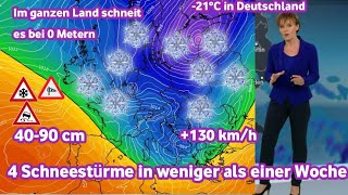 Riesiger Polarabstieg☃️ Ein starker Schneesturm in ganz Deutschland Frost Schnee und Wind 🥶 [upl. by Berte]