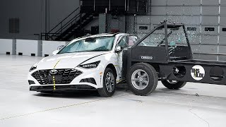 2022 Hyundai Sonata updated side IIHS crash test [upl. by Auqeenahs]