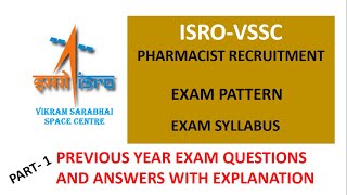 ISRO VSSC PHARMACIST SYLLABUS AND PREVIOUS YEAR EXAM QUESTIONS [upl. by Caputto]