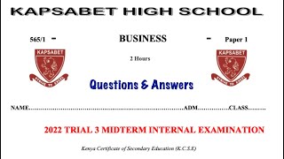 Kapsabet high school  business studies paper 1 5651  business studies paper 1 topical questions [upl. by Cordelie]