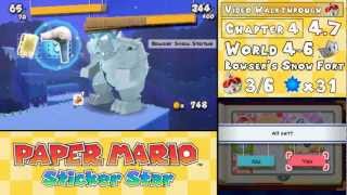 Paper Mario Sticker Star Walkthrough 47 World 46 Bowsers Snow Fort [upl. by Nahc]