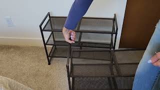 Review of SimpleHouseware 3Tier Stackable Mesh Shoe Racks with Shelves [upl. by Dobson485]