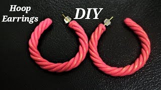 Polymer Clay Tutorials  5 Minute DIY Jewelry  How To Make Quick amp Easy Polymer Clay Hoop Earrings [upl. by Ecinue]