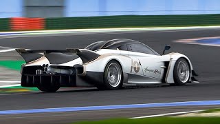 NEW Pagani Huayra R Evo testing at Misano 900HP9200 rpm V12 w Mufflers howling on track [upl. by Amerigo]