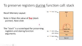 MIPS Functions II  Use of stack and sp to save processor state [upl. by Kiah]