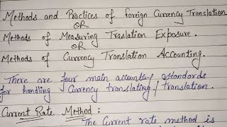 3 Methods of Foreign currency Translation Methods of translation exposure Translation Accounting [upl. by Paddy]