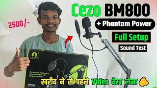 Cezo Bm 800 Condenser Microphone Full Set With Phantom Power Unboxing amp review  sound quality [upl. by Adnawak924]