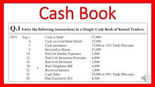 Cash Book Numerical Example solved  Meaning  Explained  Simple explanation [upl. by Oibesue931]