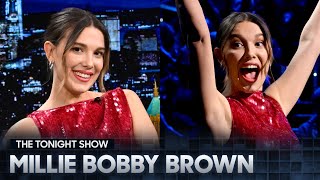 Millie Bobby Brown Talks Jake Bongiovi’s Proposal and Dog Winnie Plays Egg Roulette  Tonight Show [upl. by Filip868]