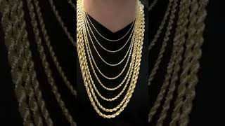 solid gold Rope Chains review 1mm  7mm [upl. by Tat]