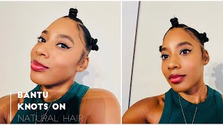 Bantu Knots on natural hair  makeup 💄 [upl. by Ailec430]