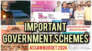 Important Government Schemes 2024  Assam Budget  Current Affairs  APSC  ADRE [upl. by Naujuj]