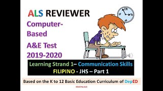 Video 107  ALS Computer based AampE Practice TestCommunication Skills  FILIPINO  JHS  2019 2020 [upl. by Louis34]