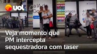 Mulher é feita refém na av Paulista veja momento que PM intercepta sequestradora [upl. by Whitman]