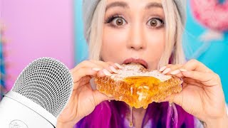 I Tried ASMR Eating Raw Honeycomb Slime Popping Candy Sticky Crunchy Satisfying Sounds [upl. by Rodge672]