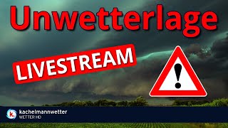 Unwetterlage durch schwere Gewitter am Dienstag  Livestream [upl. by Yeldarb169]