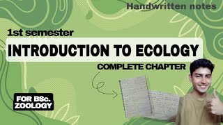 Unit 1 Introduction to Ecology  BSc Zoology 1st semester  Handwritten Notes pdf [upl. by Joanna555]