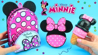 DIY Miniature Minnie Mouse School Supplies Backpack Notebook and pencil [upl. by Morvin502]